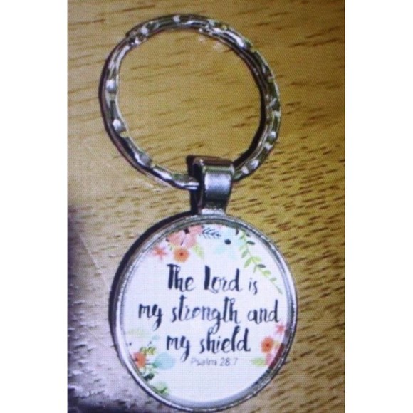Bible Verse Bubble Keychain Christian Alloy Ring The Lord Is My Strength NIP - Picture 3 of 3